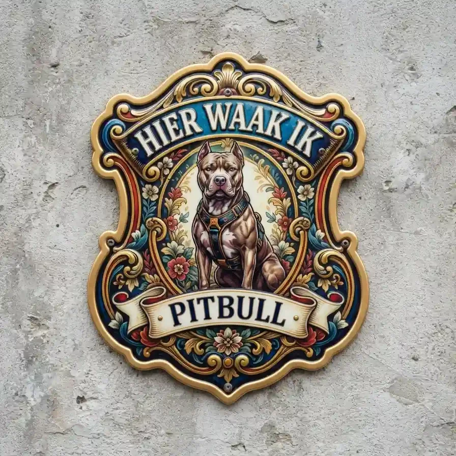 Waakbord Pitbull - Hier Waak Ik