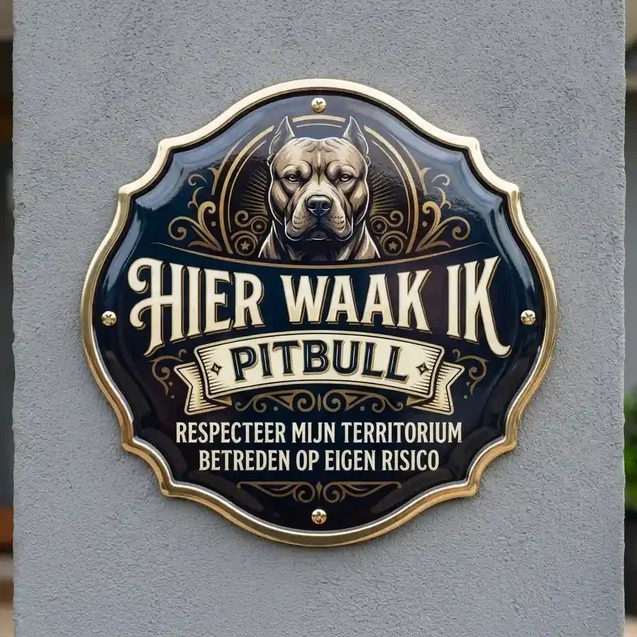 Waakbord Pitbull - Hier Waak Ik (Acryl 4mm)