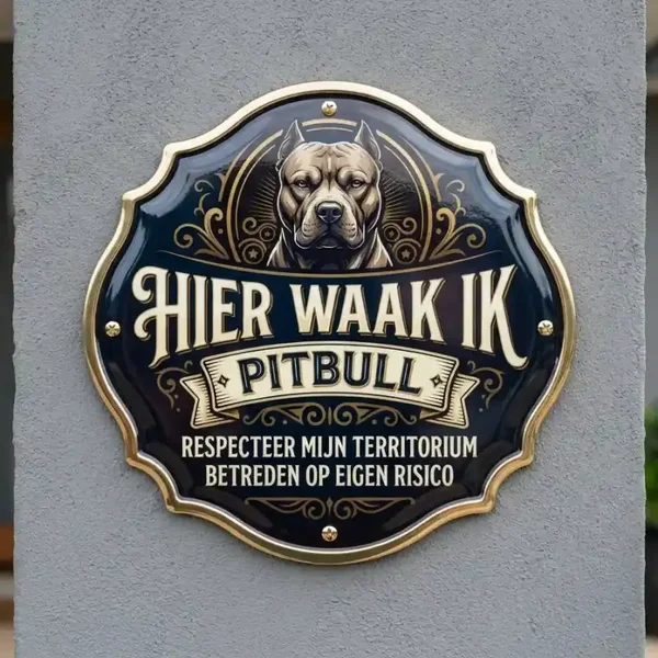 Waakbord Pitbull - Hier Waak Ik (Acryl 4mm)