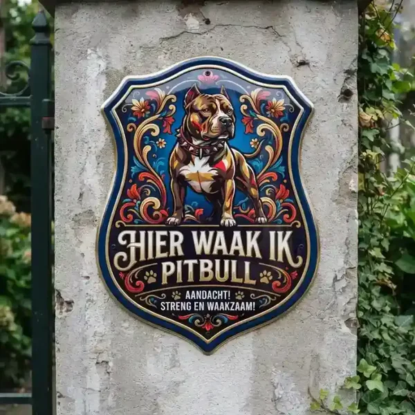 Acryl Waakbord Pitbull - Hier Waak Ik