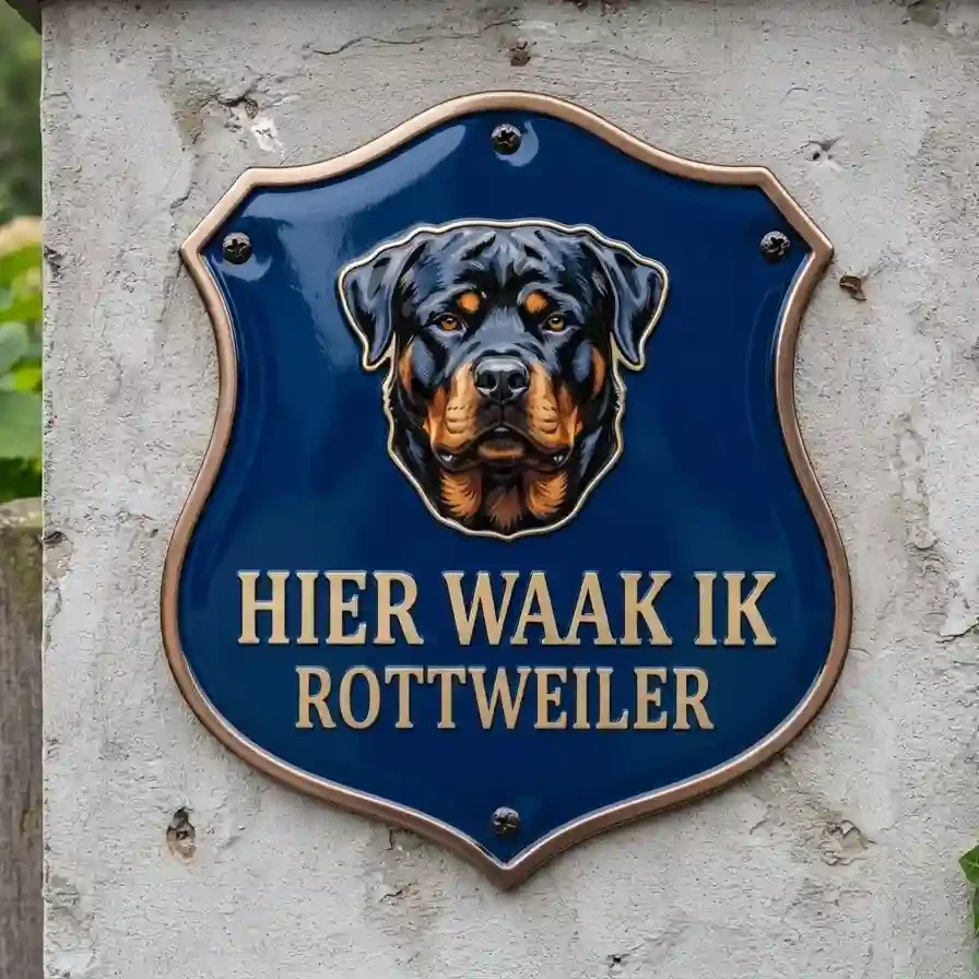 Waakbord Schild - Rottweiler - Acryl 4mm - Blauw/Brons