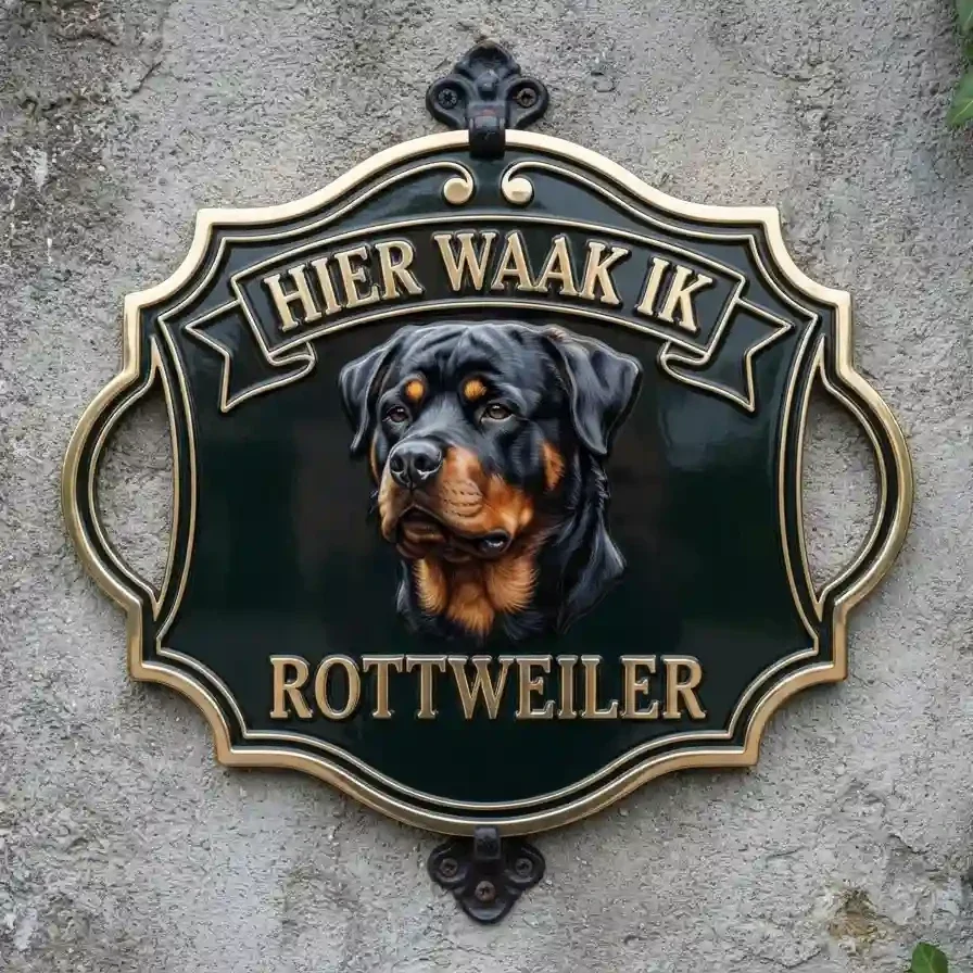 Waakbord Rottweiler - Hier waak ik - Acryl 4mm
