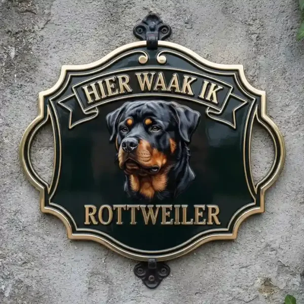 Waakbord Rottweiler - Hier waak ik - Acryl 4mm