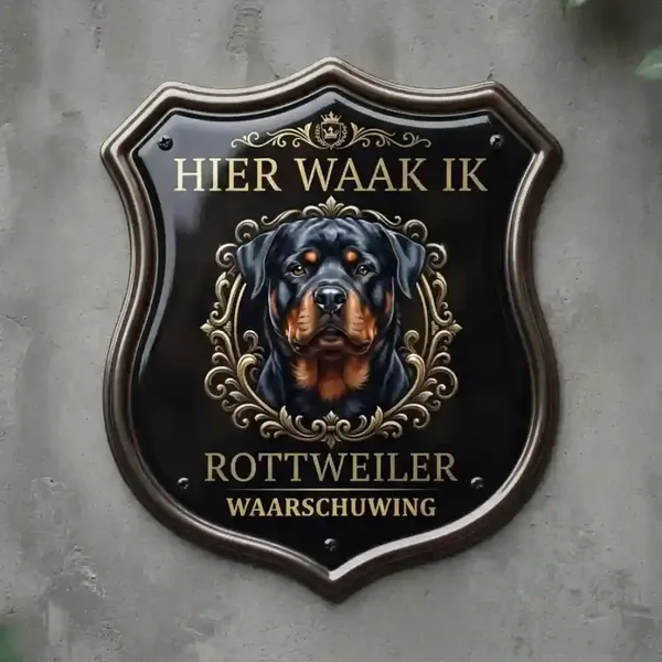 Waakbord Rottweiler Schild - Hier Waak Ik