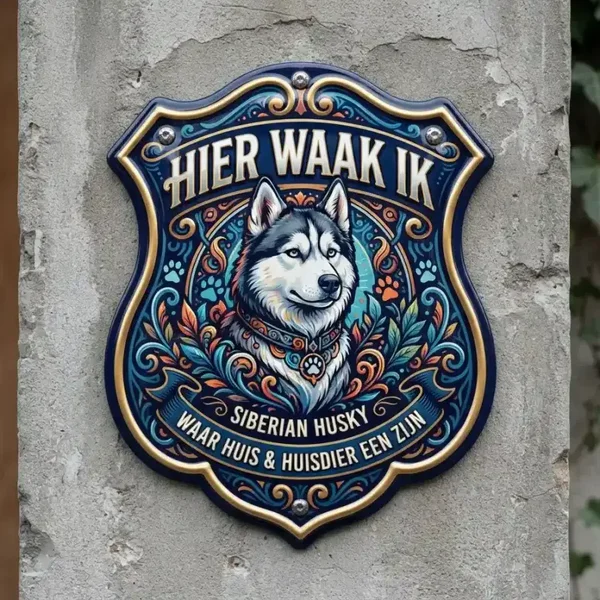 Waakbord Husky - Hier Waak Ik (Acryl 4mm)