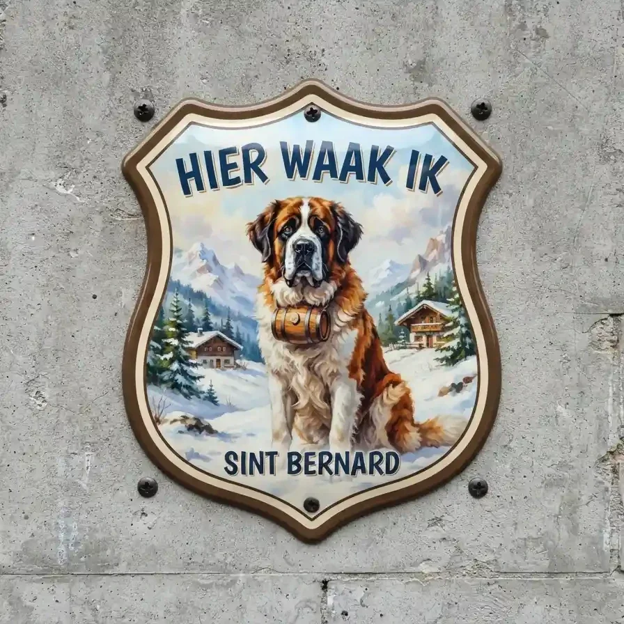 Waakbord Sint Bernard - Acryl 25x30 / 35x40 cm