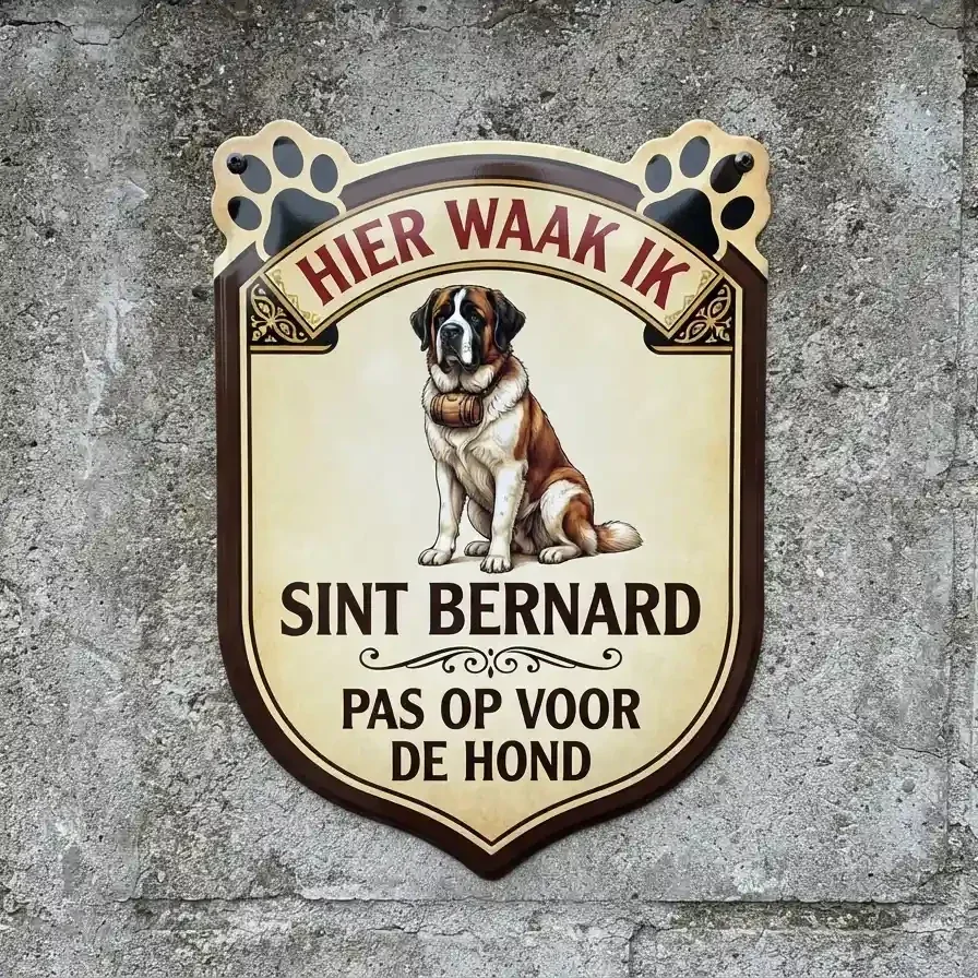 Waakbord Sint Bernard - Hier waak ik 4mm