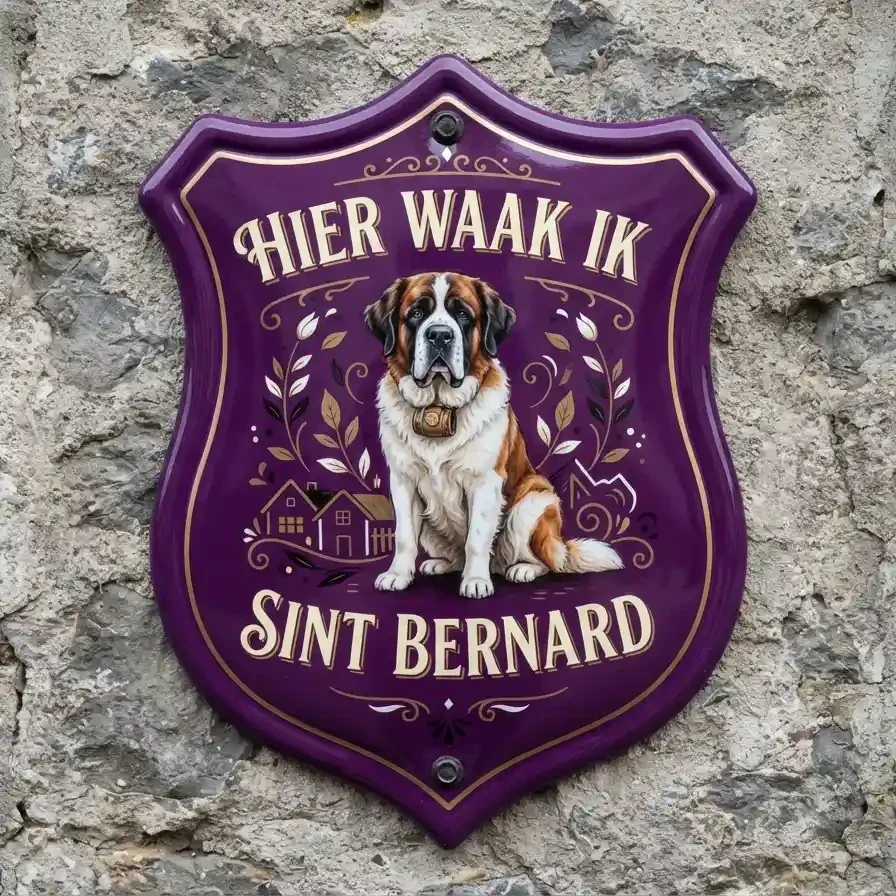 Waakbord Sint Bernard Schild Paars
