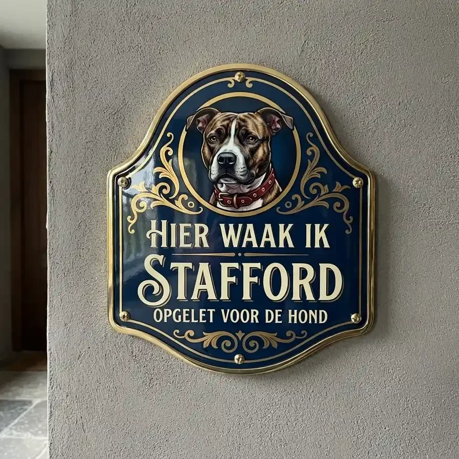 Waakbord Stafford Acryl Ovaal Blauw-Goud