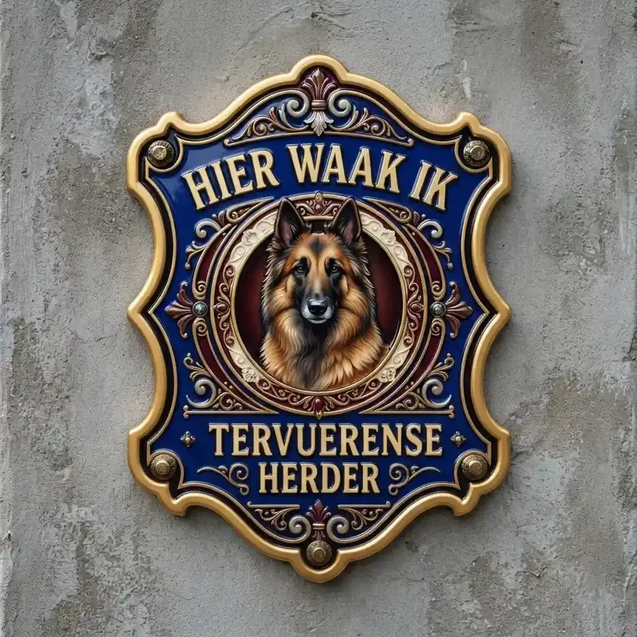 Waakbord Tervuerense Herder Acryl Hier Waak Ik