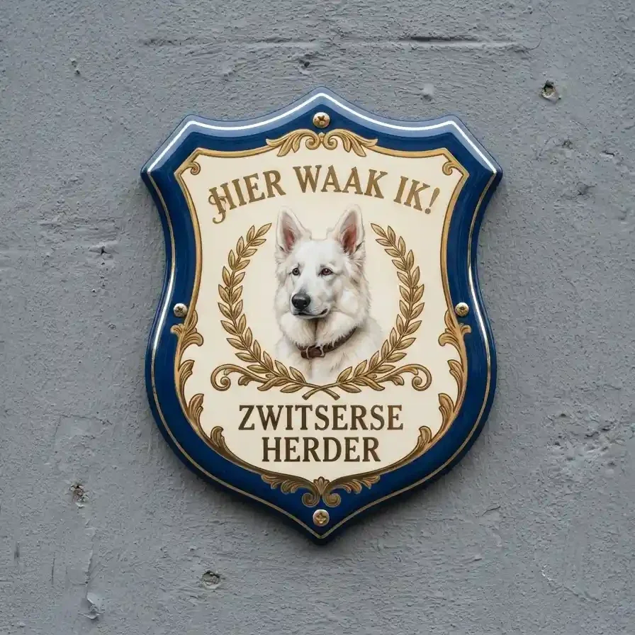 Zwitserse Witte Herder Waakbord Schild 4mm