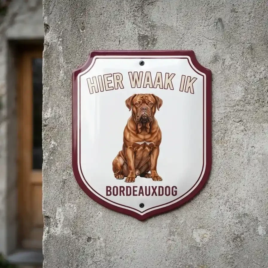 Acryl Waakbord Bordeauxdog - Hier Waak Ik