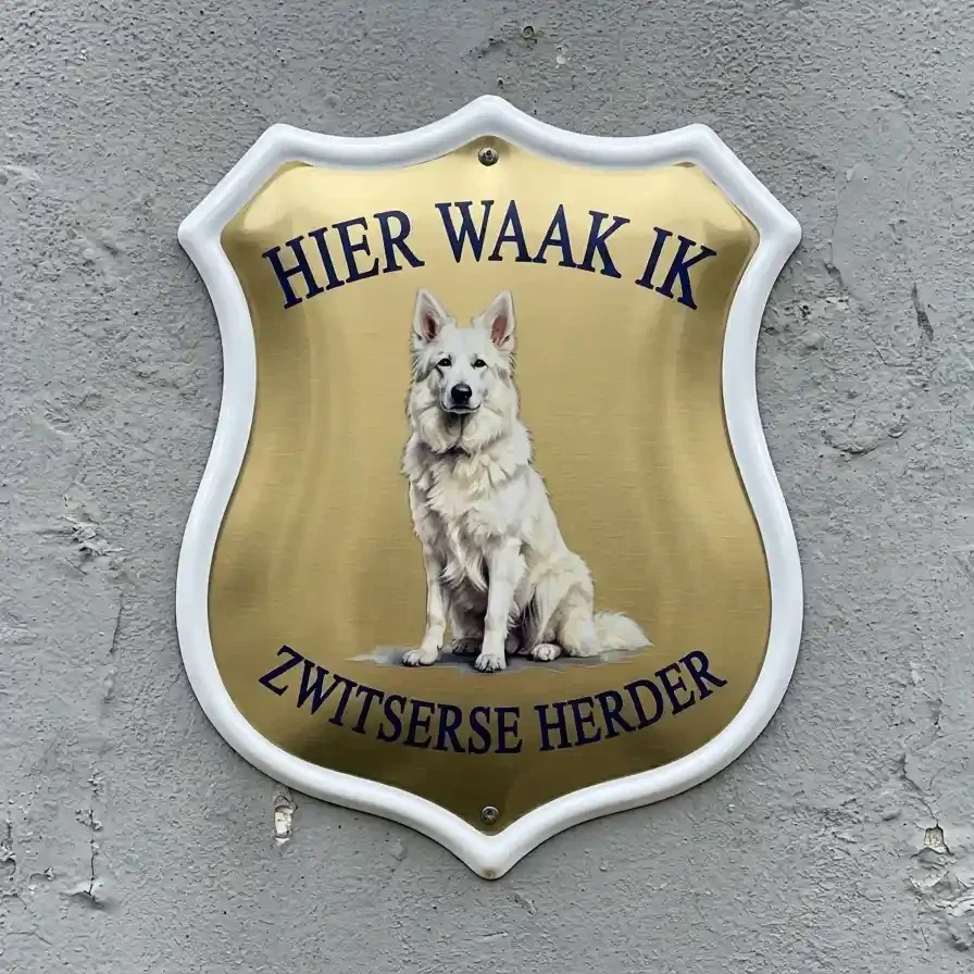 Waakbord Zwitserse Witte Herder - Acryl 4mm