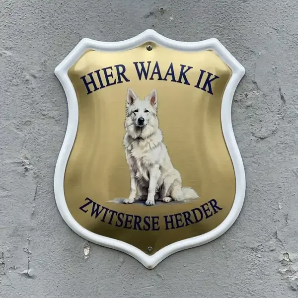 Waakbord Zwitserse Witte Herder - Acryl 4mm