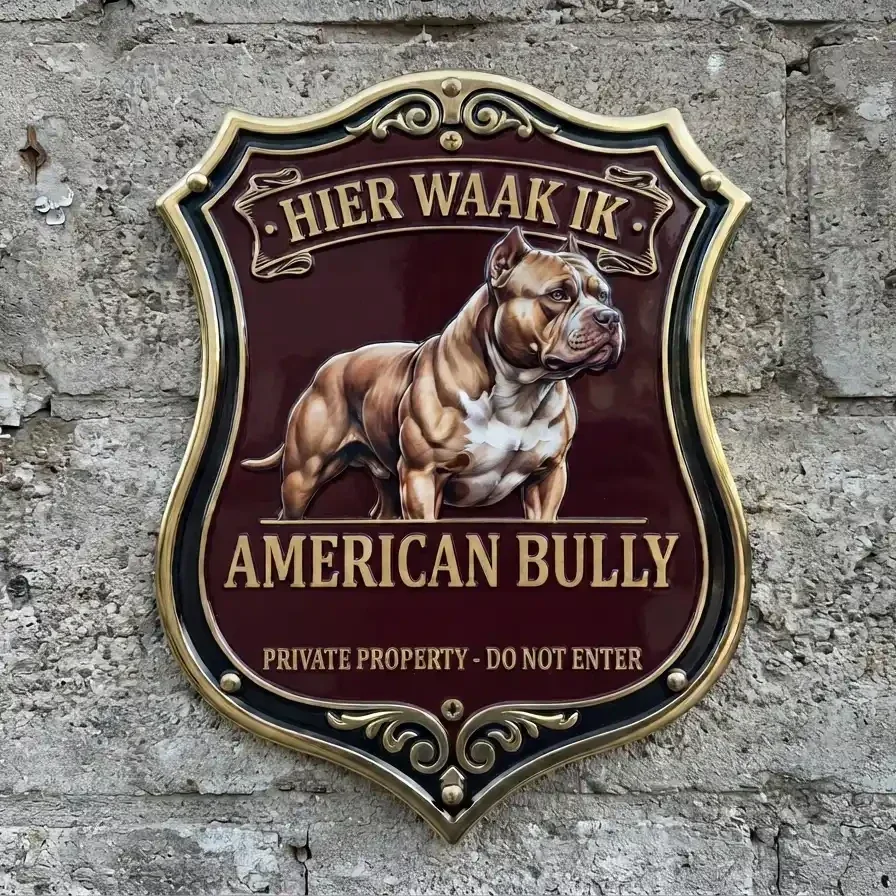 Waakschild American Bully Schild - HIER WAAK IK