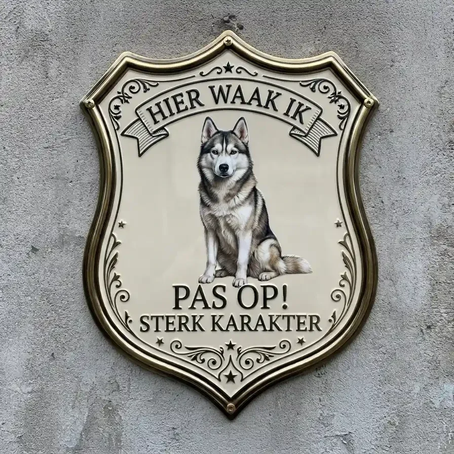Waakschild Husky - Hier Waak Ik