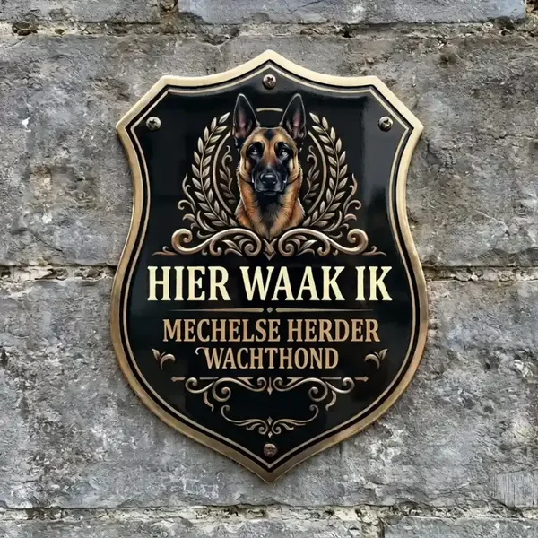 Waakschild Acryl "Hier Waak Ik" - Mechelse Herder