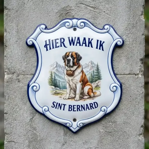 Schild "Hier Waak Ik" Sint Bernard (4mm Acryl)