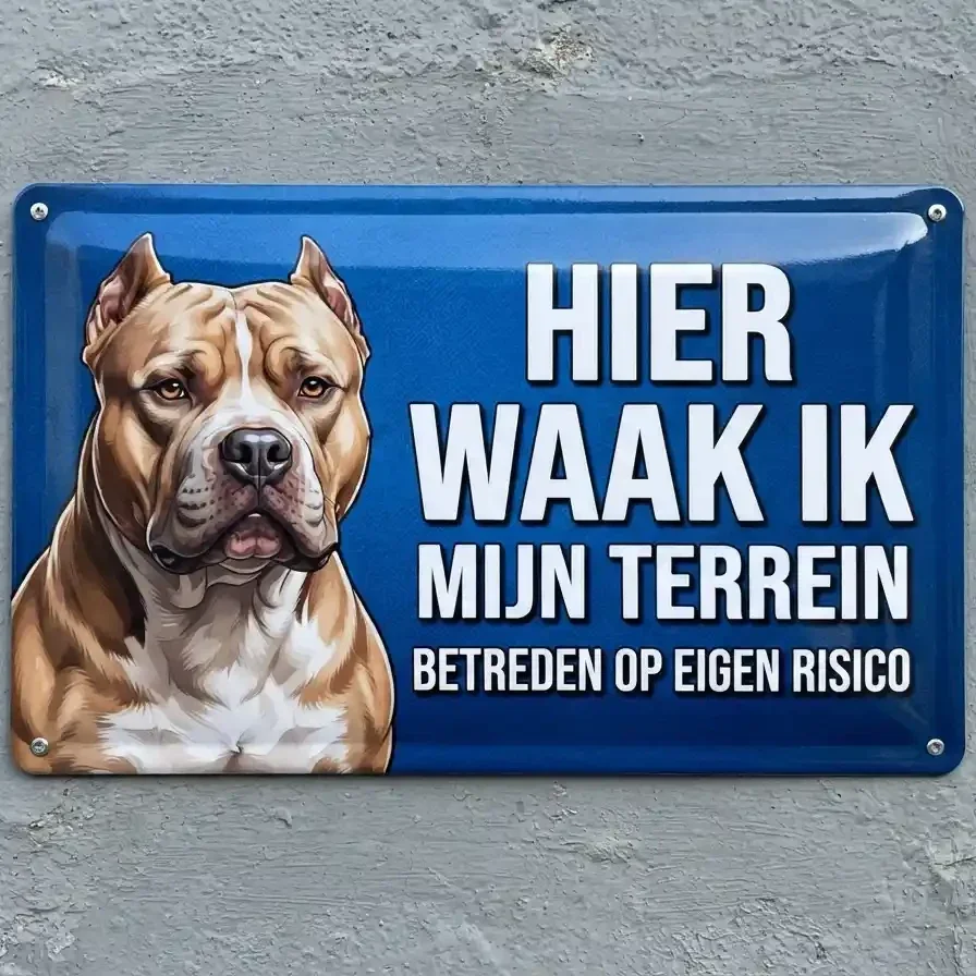 Waarschuwingsbord American Bully - Hier waak ik vol metaal