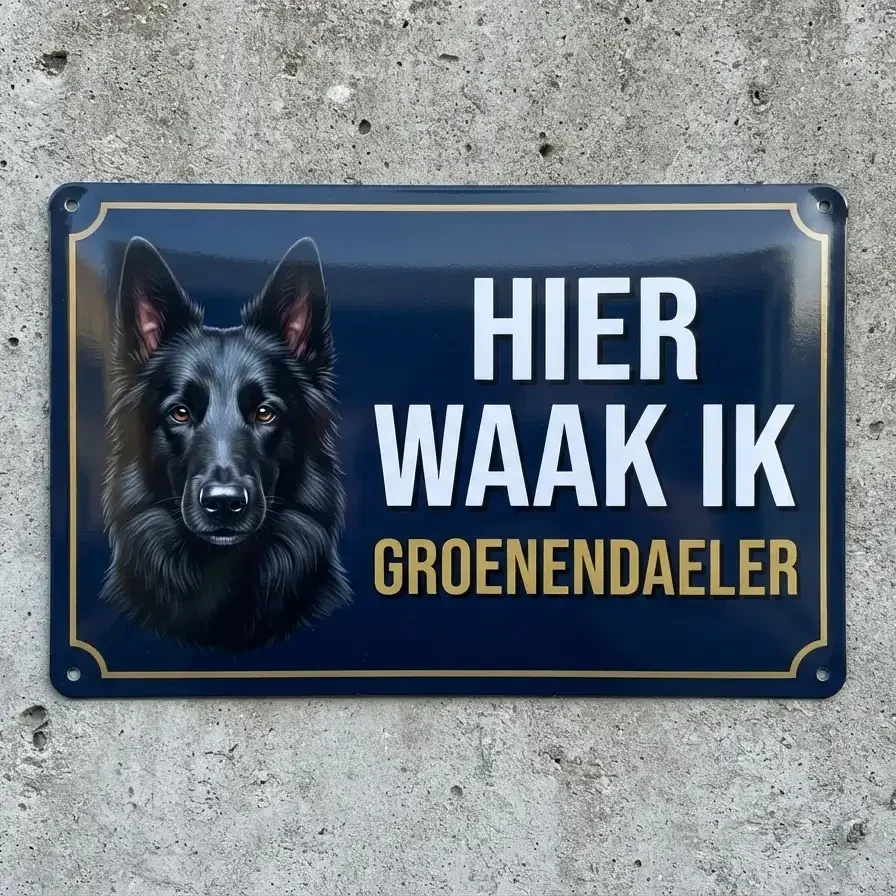 Waarschuwingsbord Groenendaeler - Hier waak ik