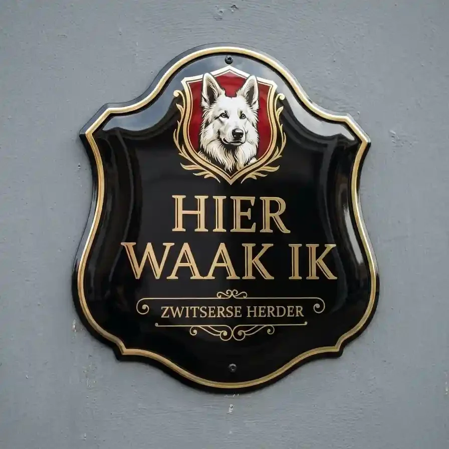 Waakbord Zwitserse Witte Herder Acryl 4mm