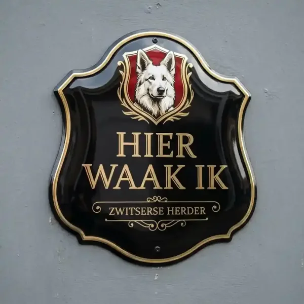 Waakbord Zwitserse Witte Herder Acryl 4mm