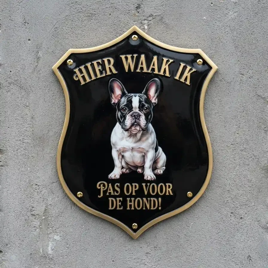 Waakbord Franse Bulldog Acryl 4mm - Hier waak ik