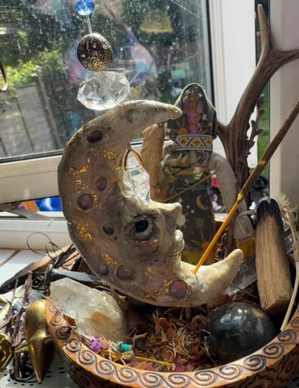 Man in the moon incense burner