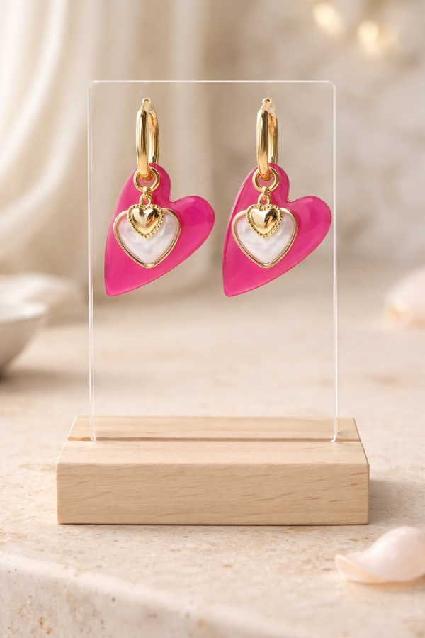 Roze hartjes oorbellen