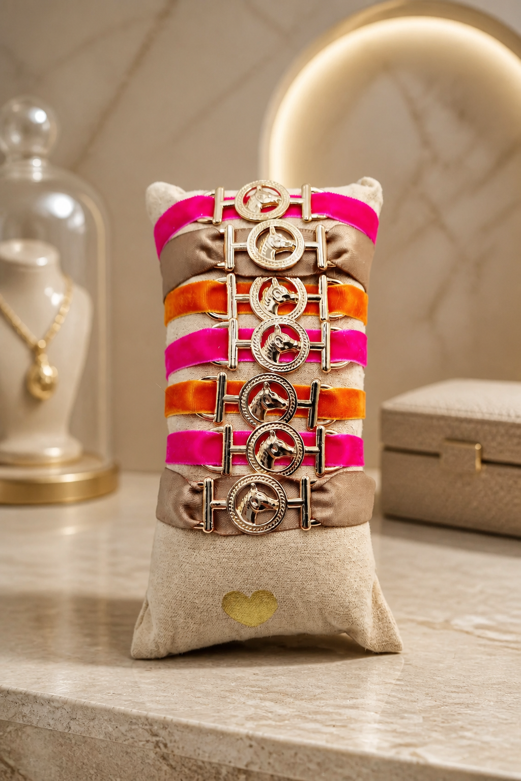 Horse lint armband (paard goud)
