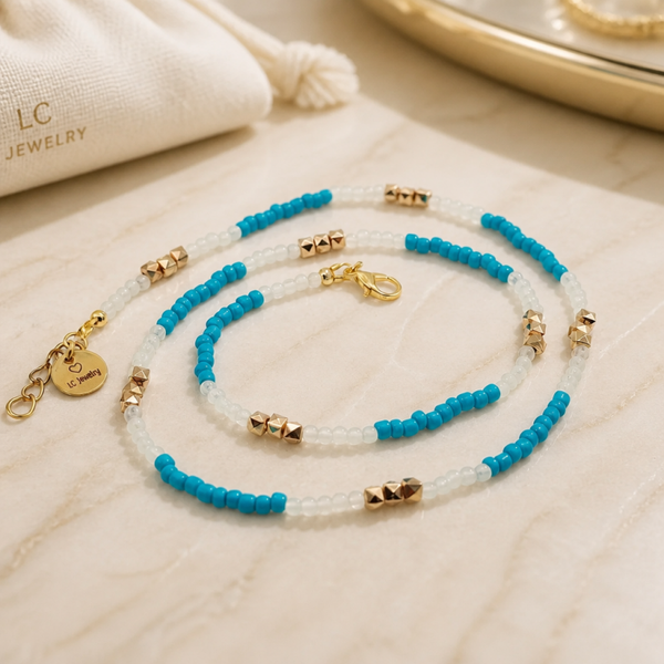 Wikkelarmband aqua blue