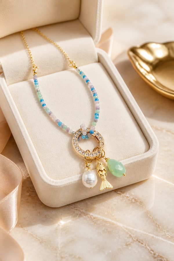 Ketting met verwisselbare bedels pastel