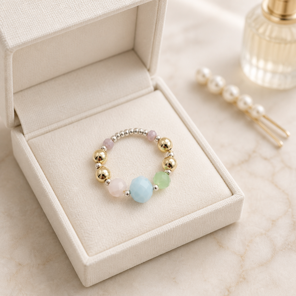 Ring met gold filled kralen