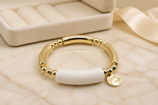 Gold Filled 18k armband off white