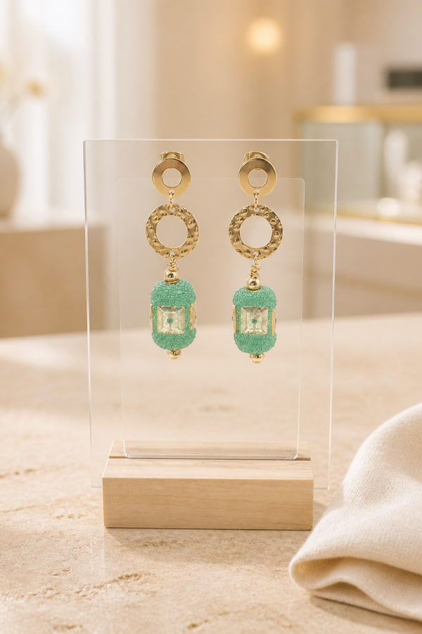 Oorbellen 18k goud verguld Green