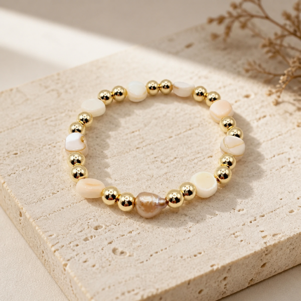 Gold Filled armband 6mm mini Barokke parel