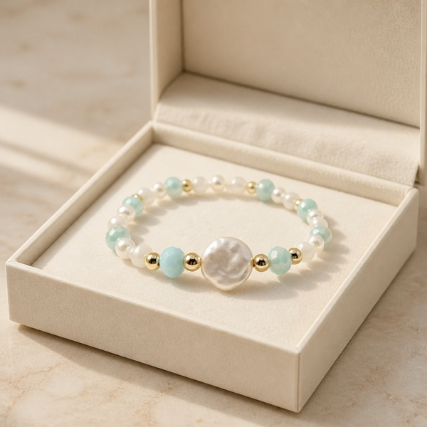 Enkelbandje Gold Filled pastel blue