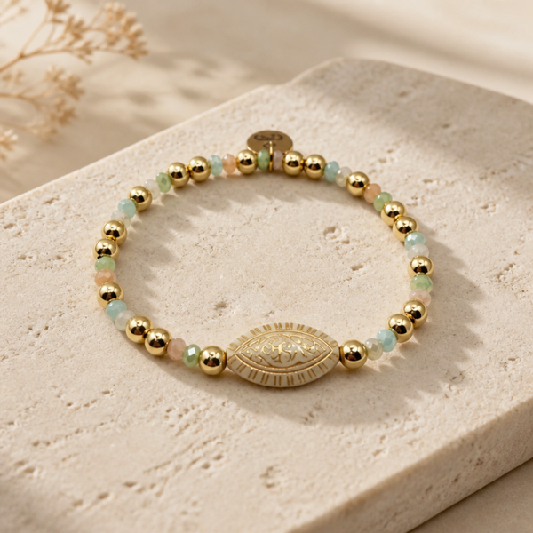 Gold Filled 18k armband 5mm met pastel kleuren