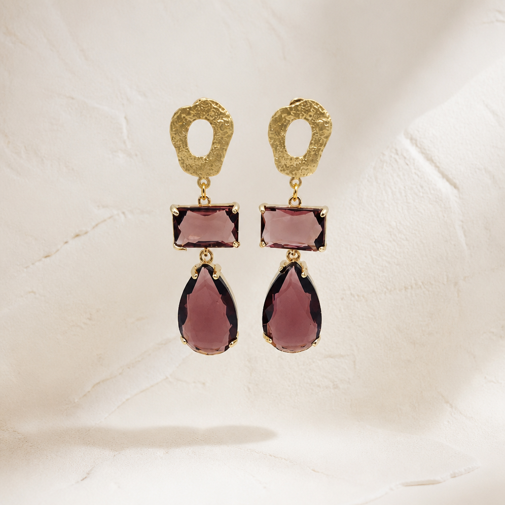 Luce d’Oro oorbellen goud  Rosso Vino