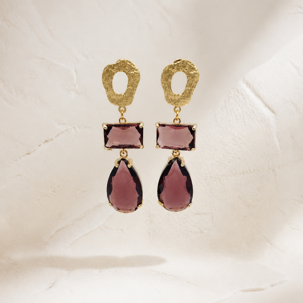 Luce d’Oro oorbellen goud  Rosso Vino