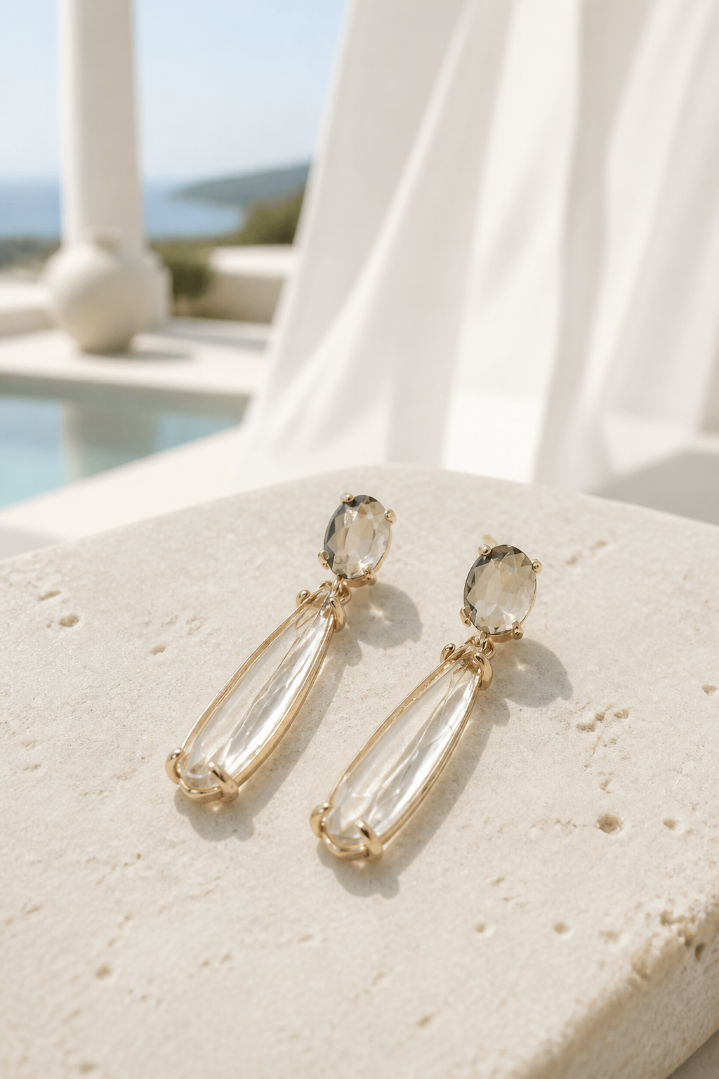 Luce d’Oro oorbellen goud transparant Bianco