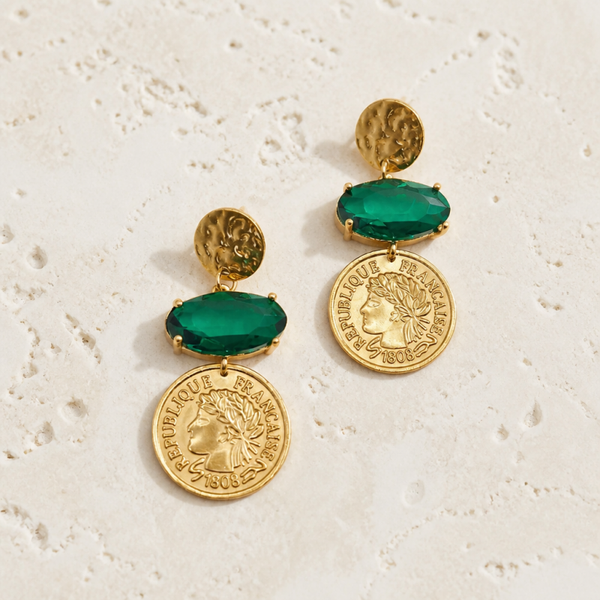 Luce d’Oro oorbellen goud groen Cento