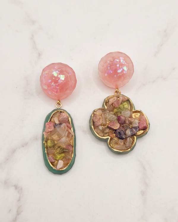 Oorbellen Mer Pink Green