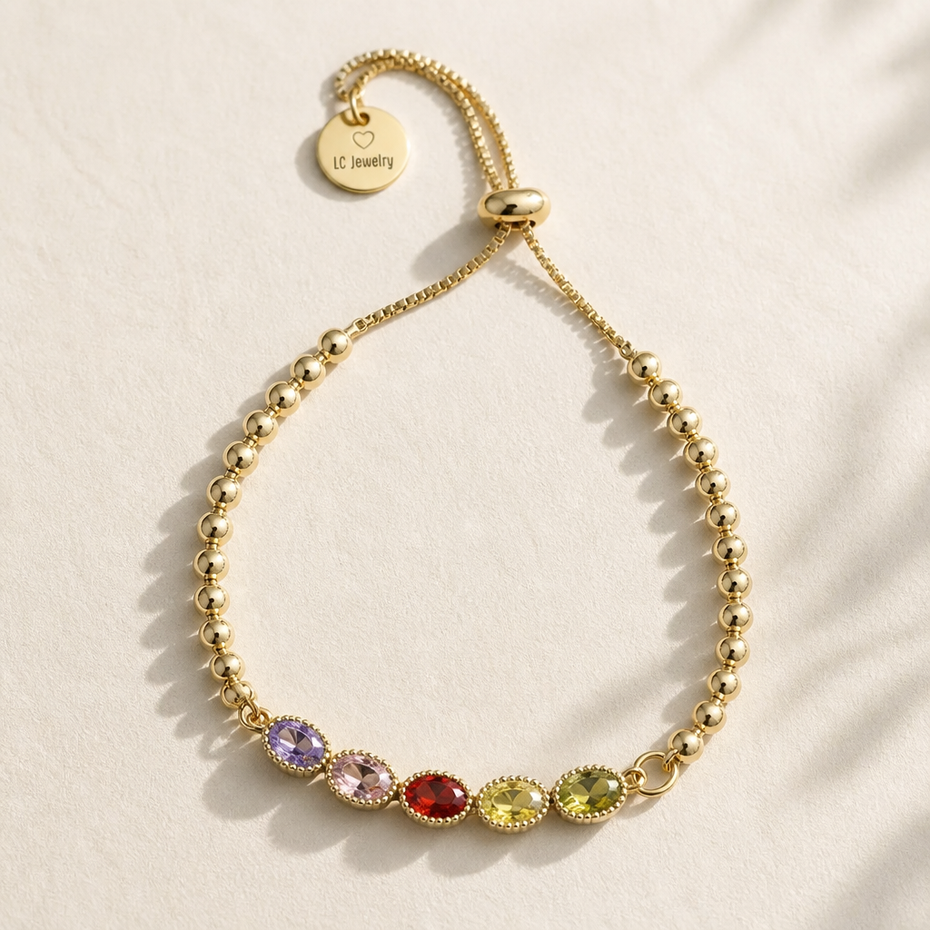 Gold filled armband 18k goud Rainbow gemstones