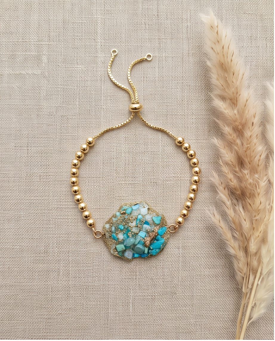 Gold filled armband 18k goud met natuursteentjes