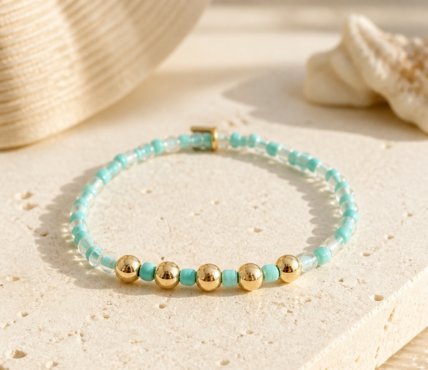 Gold filled armband 18k goud Turquoise love
