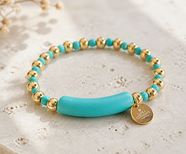 Gold filled armband 18k goud Turquoise