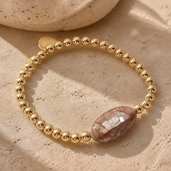 Gold filled 18k goud armband Perla 5mm