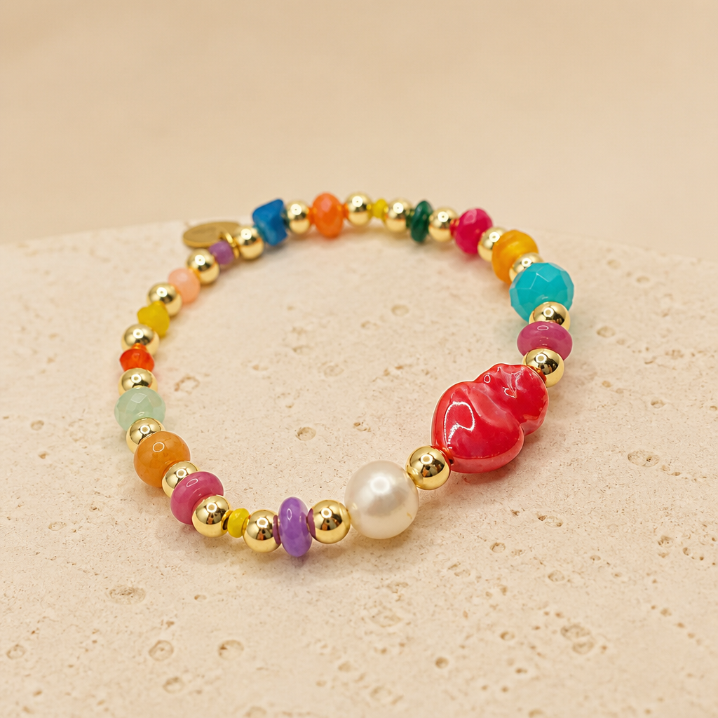 Armband 18k gold filled meerkleurige kralen Aria