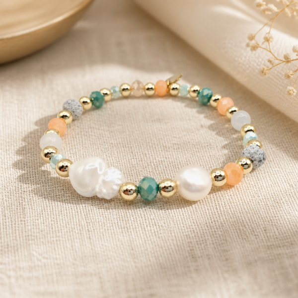 Armband 18k gold filled met pastel kralen Aria